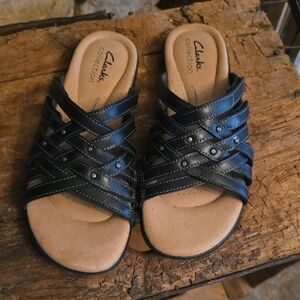 Clarks Black Strappy Sandals